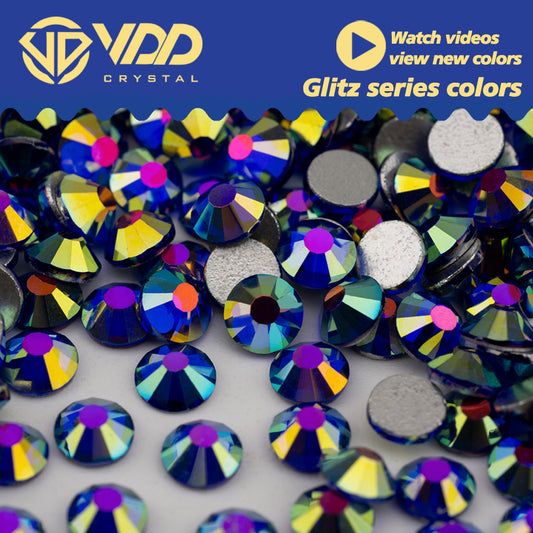 VDD 436 Glitz-Sapphire SS4-SS30 High Quality Glass Rhinestones Crystal Flatback Strass Diamond Stones For DIY Nail Art Accessories