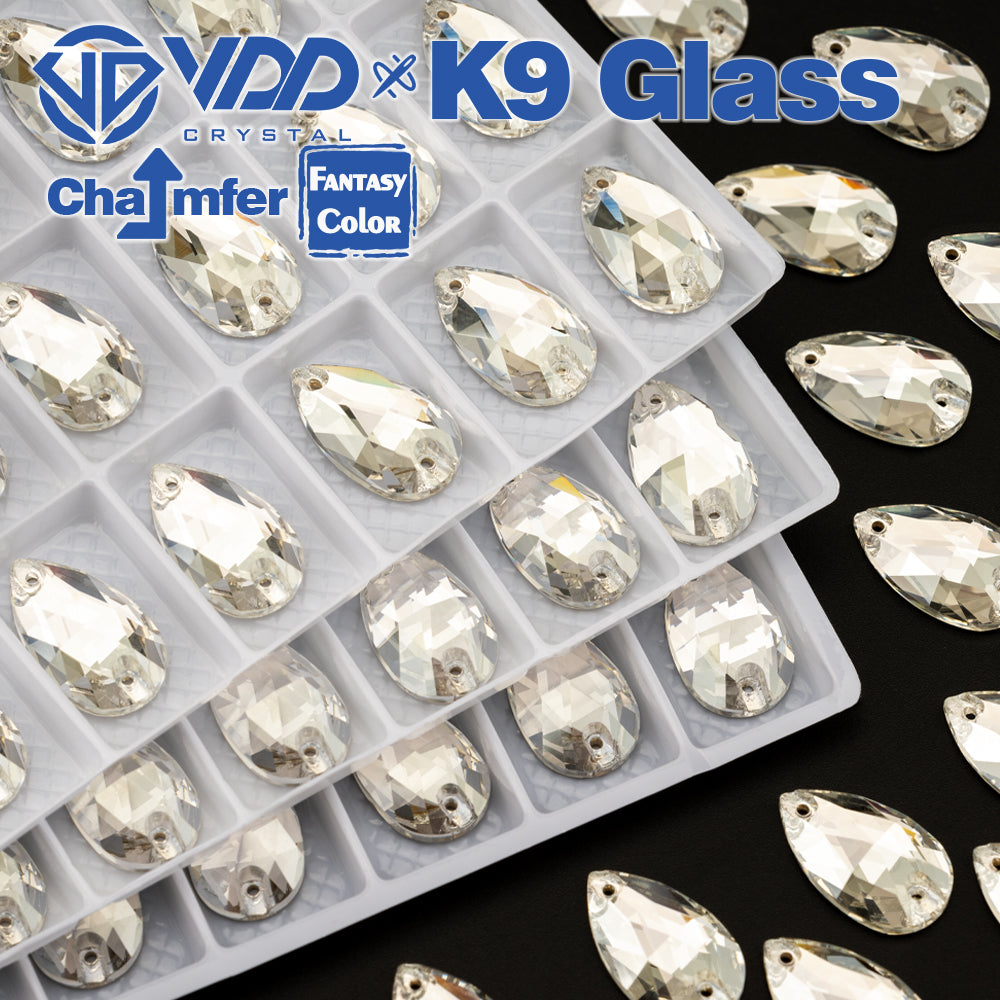 VDD Pear 11x18mm 24Pcs Sliver Shadow Color Top Quality K9 Glass Sew on Rhinestone Sewing Crystal Flatback Clothes Decorations