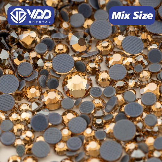 VDD 058 Golden Shadow Wholesale SS6-SS30 Hotfix Mix Size Glass Rhinestone Crystal Flat Back High Quality Strass Stones For DIY Clothes Accessories