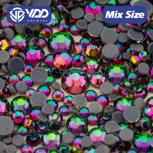 VDD 064 Green Flare Wholesale SS6-SS30 Hotfix Mix Size Glass Rhinestone Crystal Flat Back High Quality Strass Stones For DIY Clothes Accessories