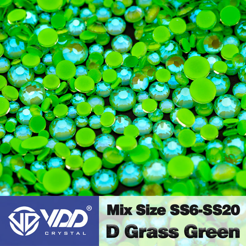 VDD 308 D Grass Green Mix Size SS6-SS20 Non-hotfix Rhinestones High Quality Glass Crystal Flatback Strass Stones KKmix-K179