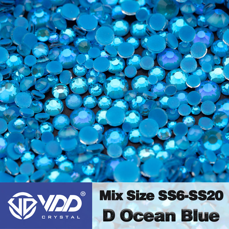 VDD 309 D Ocean Blue Mix Size SS6-SS20 Non-hotfix Rhinestones High Quality Glass Crystal Flatback Strass Stones KKmix-K180