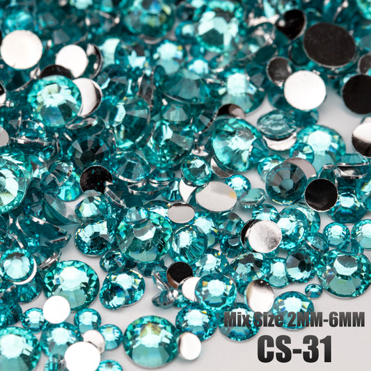 VDD CS-31 30/100g Mix Size 2-6mm Resin Rhinestone Crystal Color AB Flatback Plastic Bulk Wholesale For DIY Nail Art Crafts Decorations