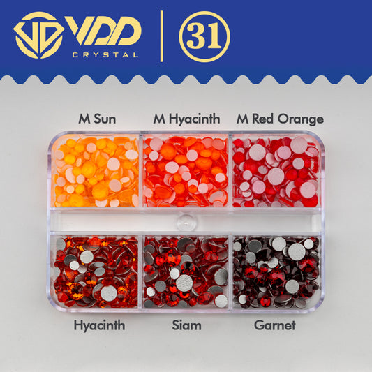 VDD  DC-031  SS6-SS20 Mix Size 6 Grid Box Glass Rhinestones Crystal Flatback Glitter Stones For Nail Art Accessorie DIY Crafts Decoration