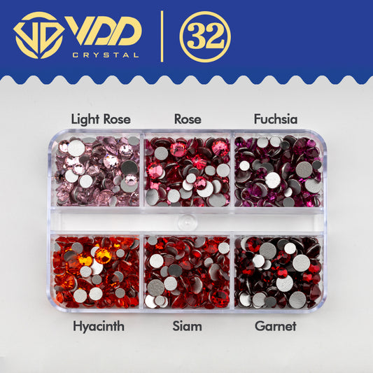 VDD  DC-032  SS6-SS20 Mix Size 6 Grid Box Glass Rhinestones Crystal Flatback Glitter Stones For Nail Art Accessorie DIY Crafts Decoration