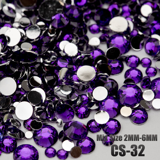 VDD CS-32 30/100g Mix Size 2-6mm Resin Rhinestone Crystal Color AB Flatback Plastic Bulk Wholesale For DIY Nail Art Crafts Decorations