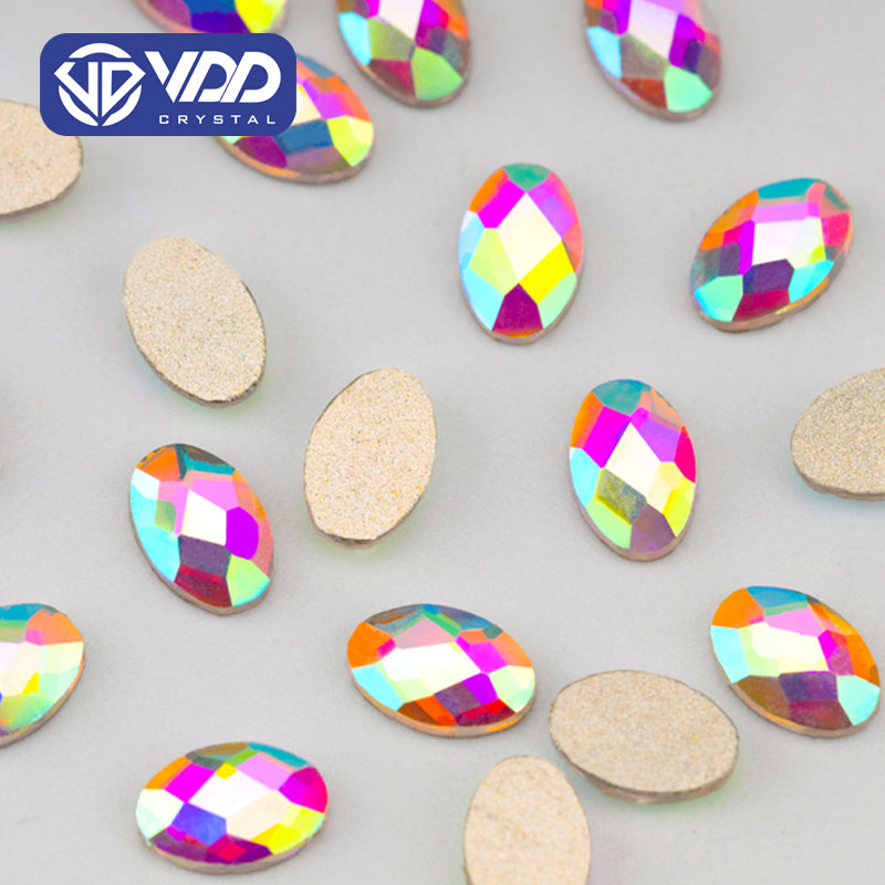 VDD 8x6mm - SAB21 100/500/1440Pcs Glass Shape Crystal Rhinestones Crystal AB Flatback Glitter Stones For DIY Nail Art Decorations  SAB Series