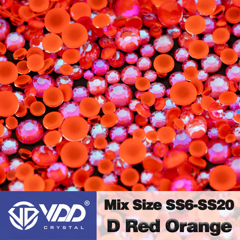 VDD 310 D Red Orange Mix Size SS6-SS20 Non-hotfix Rhinestones High Quality Glass Crystal Flatback Strass Stones KKmix-K181