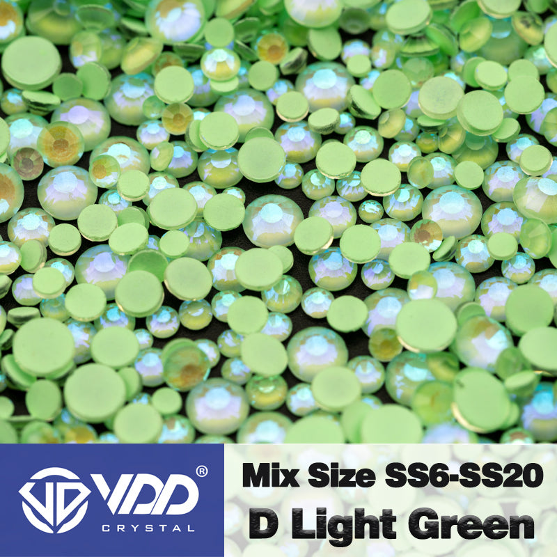 VDD 311 D Light Green Mix Size SS6-SS20 Non-hotfix Rhinestones High Quality Glass Crystal Flatback Strass Stones KKmix-K182
