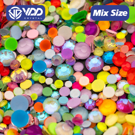 VDD Mix Color Wholesale New Neon Color Mix Size SS6-SS20 Glass Rhinestones Crystal High Quality Flatback Stones DIY Nail Art Decorations