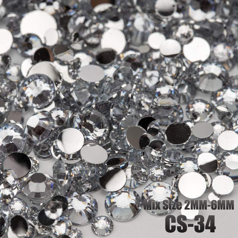 VDD CS-34 Mix Size 2-6mm Resin Rhinestone Crystal Flatback Plastic Flatback Stones SHUZHI