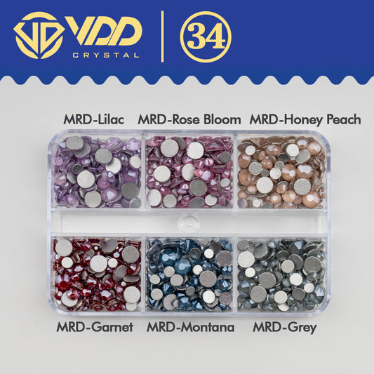 VDD  DC-034  SS6-SS20 Mix Size 6 Grid Box Glass Rhinestones Crystal Flatback Glitter Stones For Nail Art Accessorie DIY Crafts Decoration
