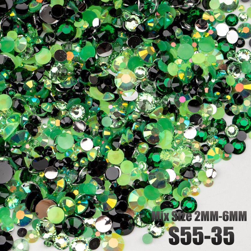 VDD S55-35 Mix Size 2-6mm Resin Rhinestone Crystal Flatback Plastic Flatback Stones SHUZHI