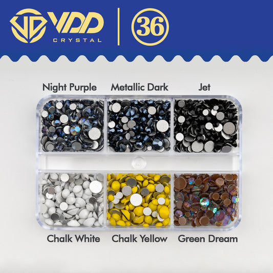 VDD  DC-036  SS6-SS20 Mix Size 6 Grid Box Glass Rhinestones Crystal Flatback Glitter Stones For Nail Art Accessorie DIY Crafts Decoration