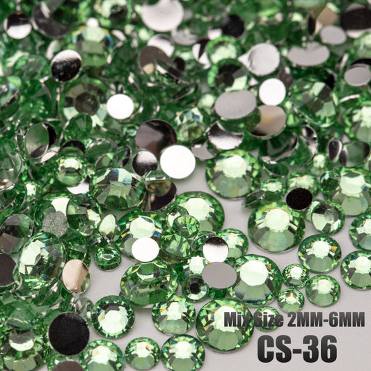 VDD CS-36 30/100g Mix Size 2-6mm Resin Rhinestone Crystal Color AB Flatback Plastic Bulk Wholesale For DIY Nail Art Crafts Decorations