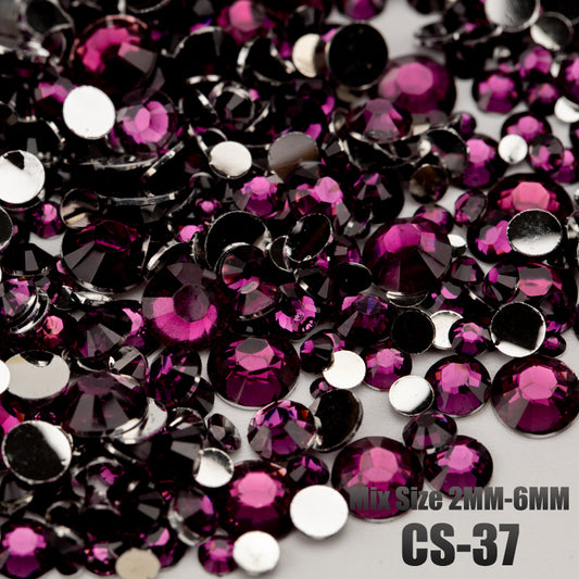 VDD CS-37 30/100g Mix Size 2-6mm Resin Rhinestone Crystal Color AB Flatback Plastic Bulk Wholesale For DIY Nail Art Crafts Decorations