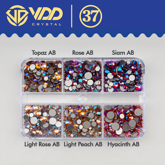 VDD  DC-037  SS6-SS20 Mix Size 6 Grid Box Glass Rhinestones Crystal Flatback Glitter Stones For Nail Art Accessorie DIY Crafts Decoration