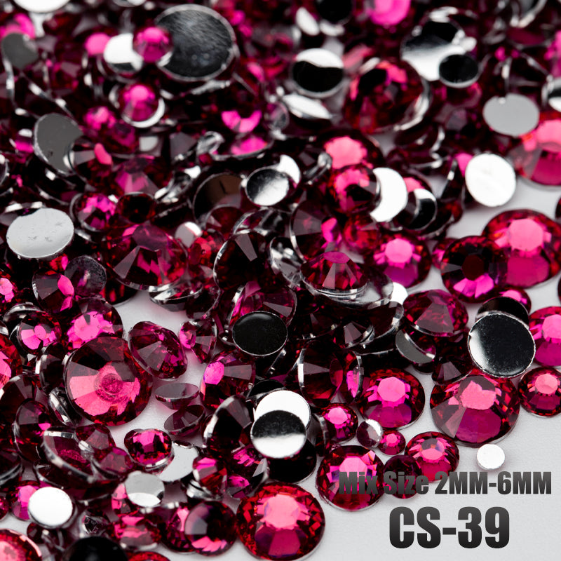VDD CS-39 Mix Size 2-6mm Resin Rhinestone Crystal Flatback Plastic Flatback Stones SHUZHI