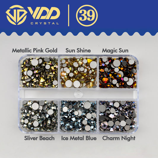 VDD  DC-039  SS6-SS20 Mix Size 6 Grid Box Glass Rhinestones Crystal Flatback Glitter Stones For Nail Art Accessorie DIY Crafts Decoration