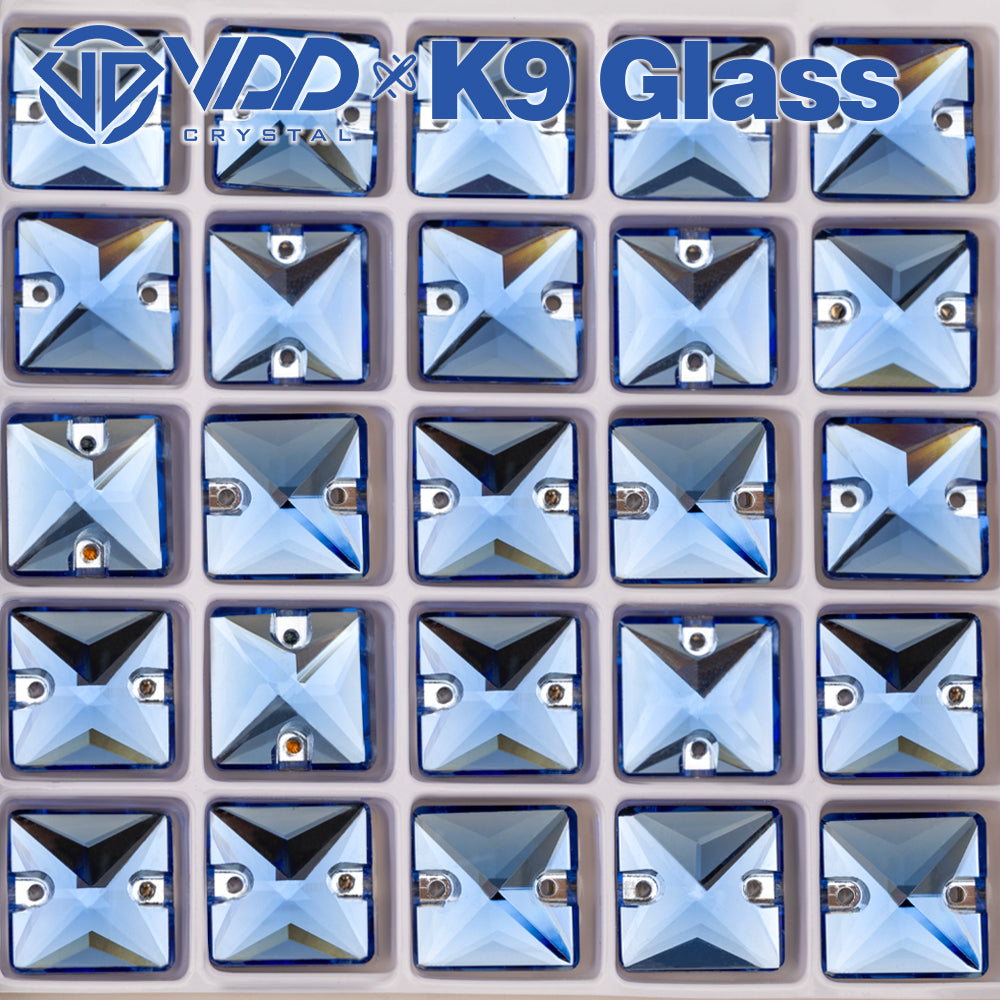 VDD S117 Royal Blue Square K9 Glass Sew On Rhinestones High Quality AAAAA Crystal Flatback Sewing Strass Stones DB-S117
