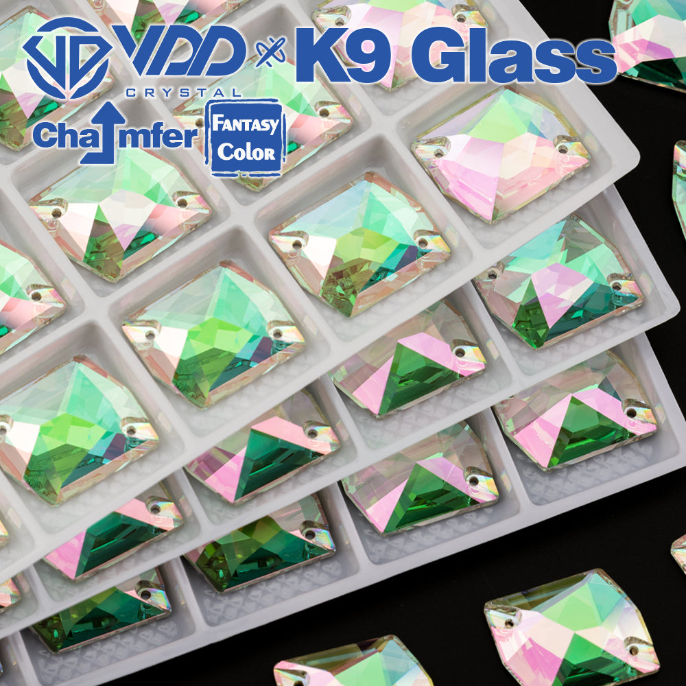 VDD Cosmic 17x21mm 15Pcs Chroma Shimmer Color Top Quality K9 Glass Sew on Rhinestone Sewing Crystal Flatback Garment Decorations