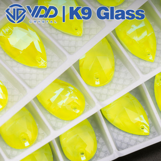 VDD Pear K9 Glass Sew on Rhinestones Sewing Clear Crystals Flat Back Strass Stones for Clothes Accessories Wedding Dress