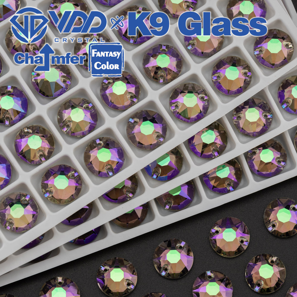 VDD 8B-8S 12mm 40Pcs Ghost Light Color Top Quality K9 Glass Sew on Rhinestone Sewing Crystal Flatback Clothes Decorations