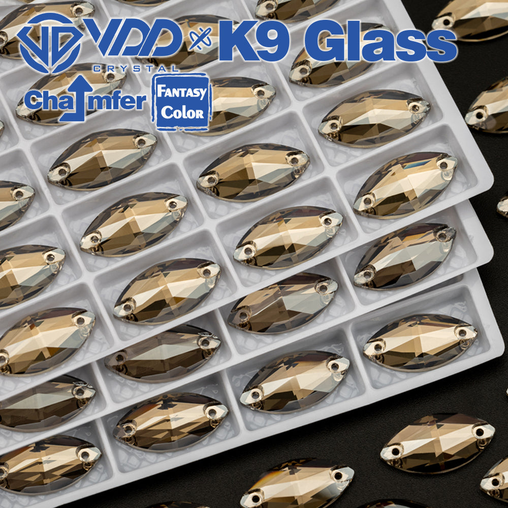 VDD Navette 9x18mm 36Pcs Greige Color Top Quality K9 Glass Sew on Rhinestone Sewing Crystal Flatback Clothes Decorations