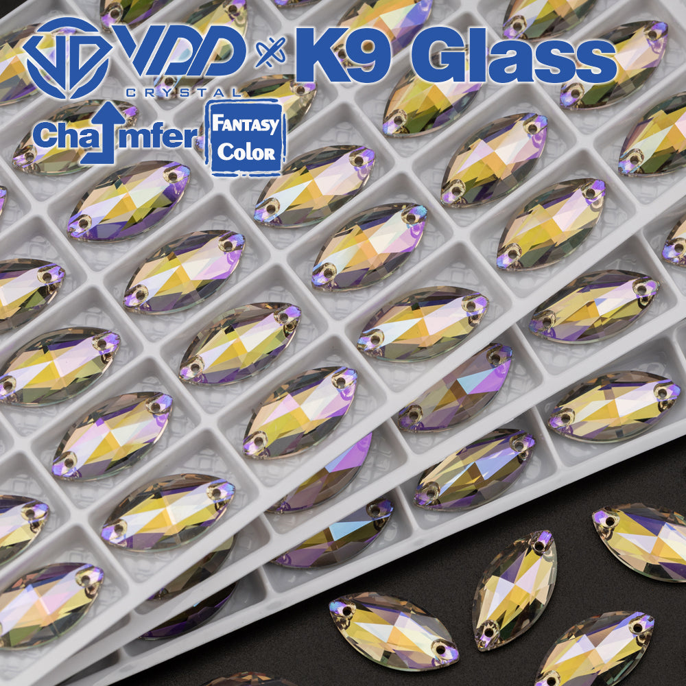 VDD  Navette 9x18mm 36Pcs Ghost Light Color Top Quality K9 Glass Sew on Rhinestone Sewing Crystal Flatback Clothes Decorations