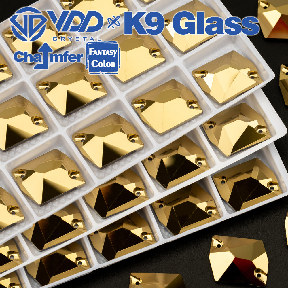 VDD Cosmic 17x21mm 15Pcs Aurum Color K9 Glass Sew On Rhinestones High Quality AAAAA Crystal Flatback Sewing Strass Stones DB-S268