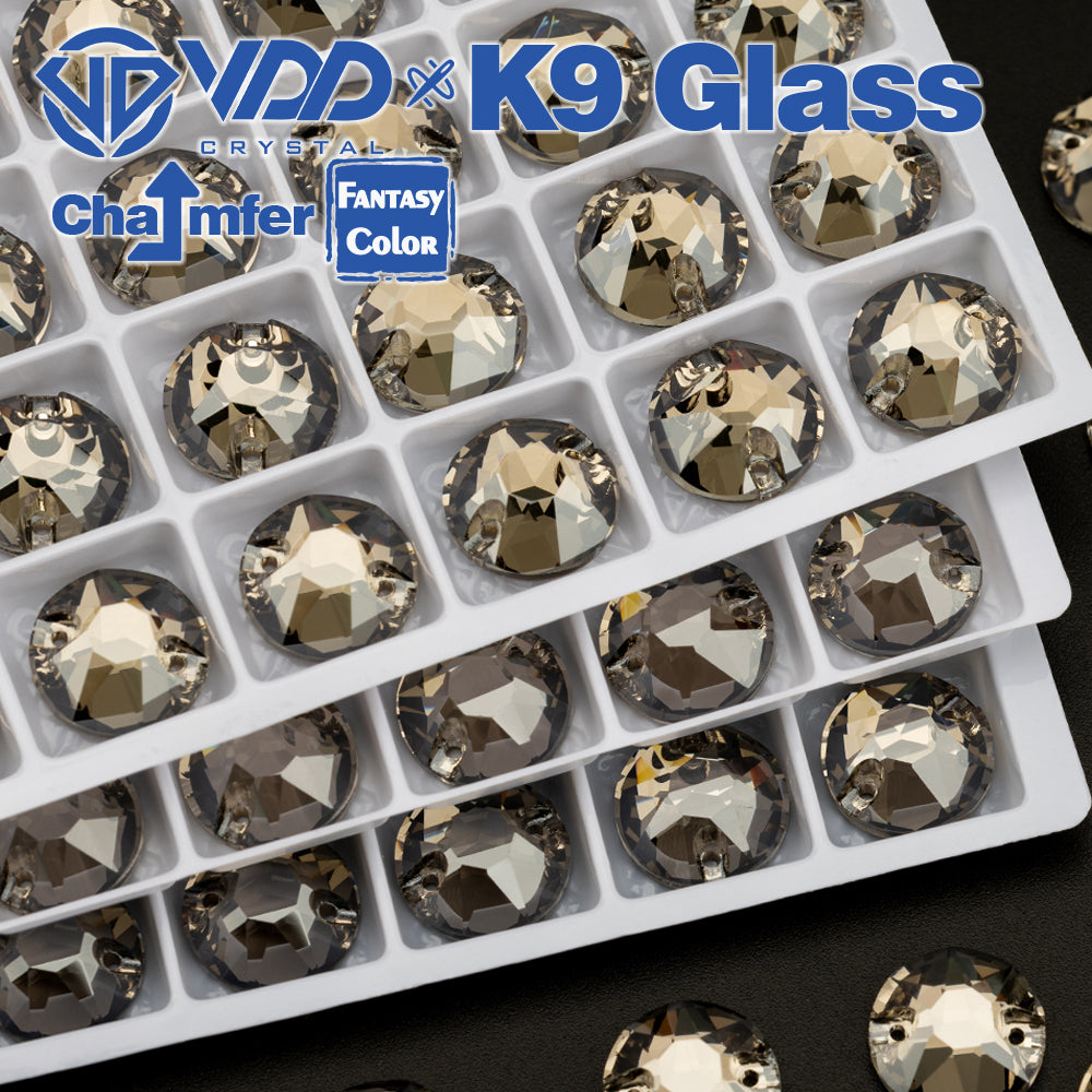 VDD 8B-8S 12mm 40Pcs Greige Color Top Quality K9 Glass Sew on Rhinestone Sewing Crystal Flatback Clothes Decorations