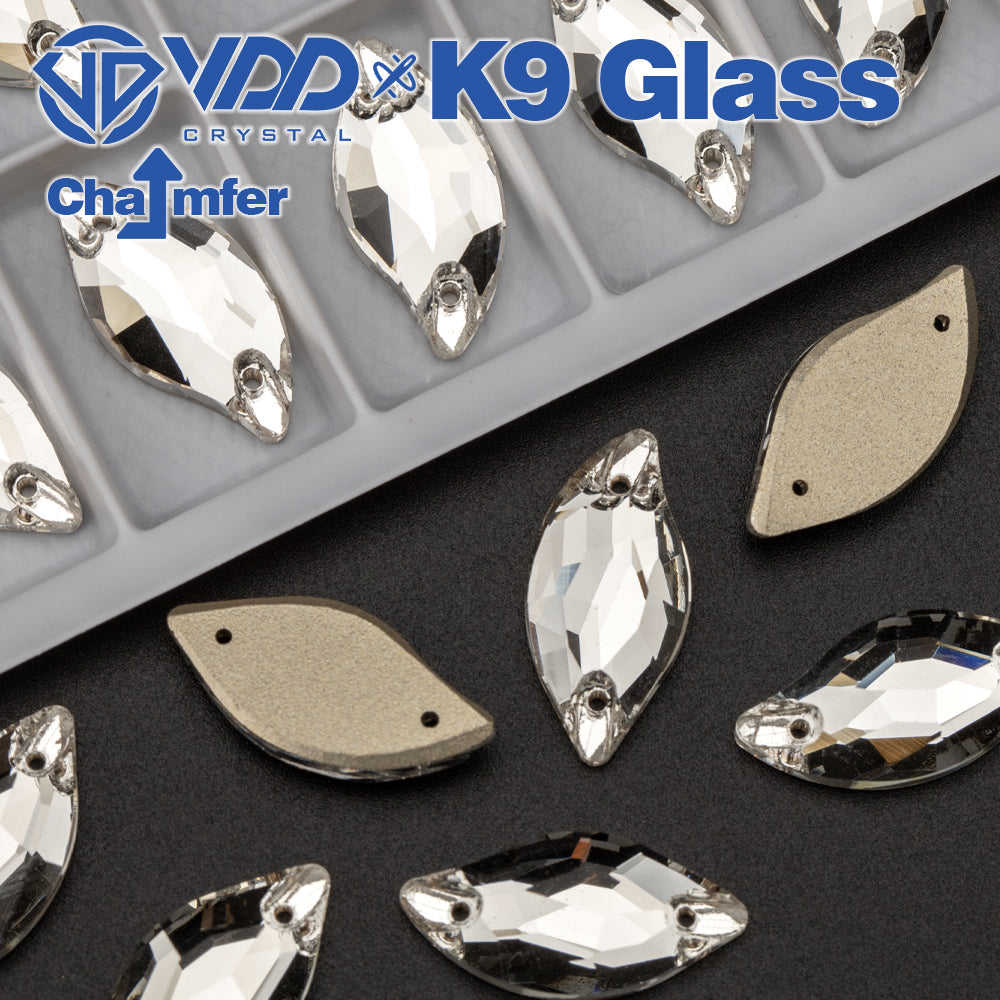 VDD S101 Crystal Leaf Top Quality K9 Glass Sew on Rhinestones Crystal Flatback Sewing Stones for Clothes Decorations