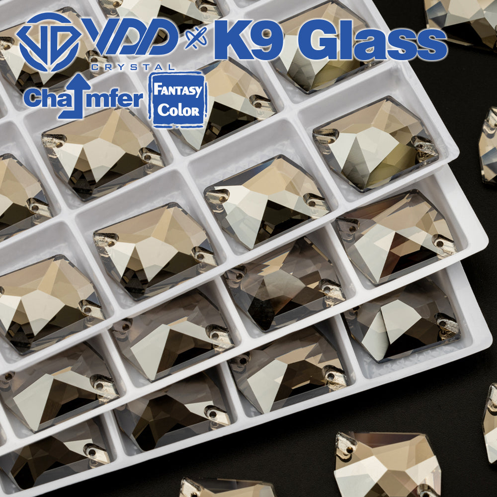 VDD Cosmic 17x21mm 15Pcs Greige Color Top Quality K9 Glass Sew on Rhinestone Sewing Crystal Flatback Garment Decorations