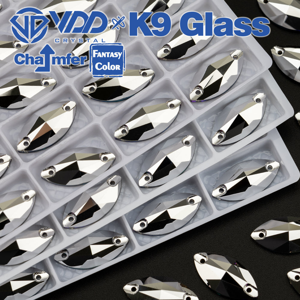 VDD Navette 9x18mm 36Pcs Labrador Color K9 Glass Sew On Rhinestones High Quality AAAAA Crystal Flatback Sewing Strass Stones DB-S267