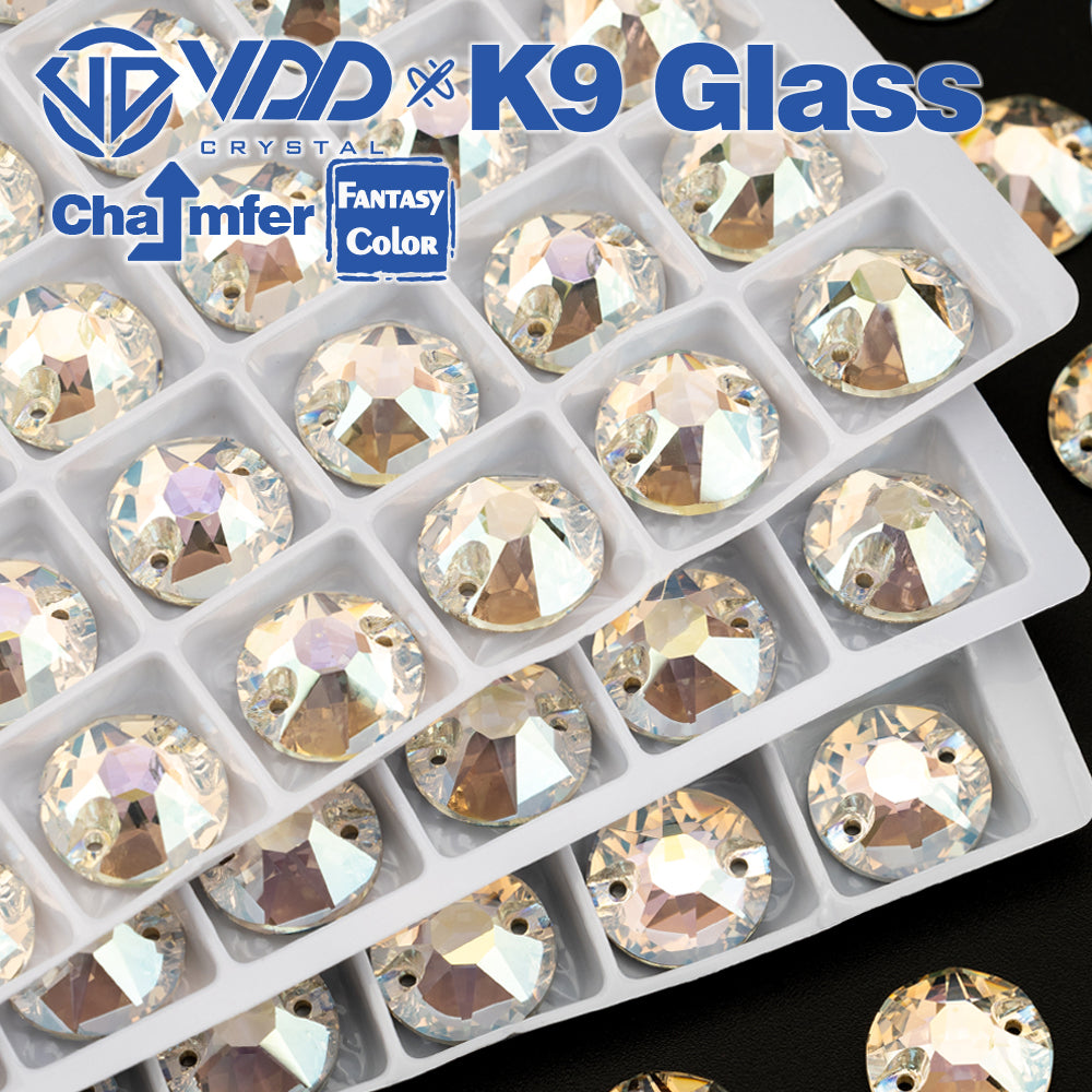 VDD 8B-8S 12mm 40Pcs Stardust Shimmer Color Top Quality K9 Glass Sew on Rhinestone Sewing Crystal Flatback Clothes Decorations