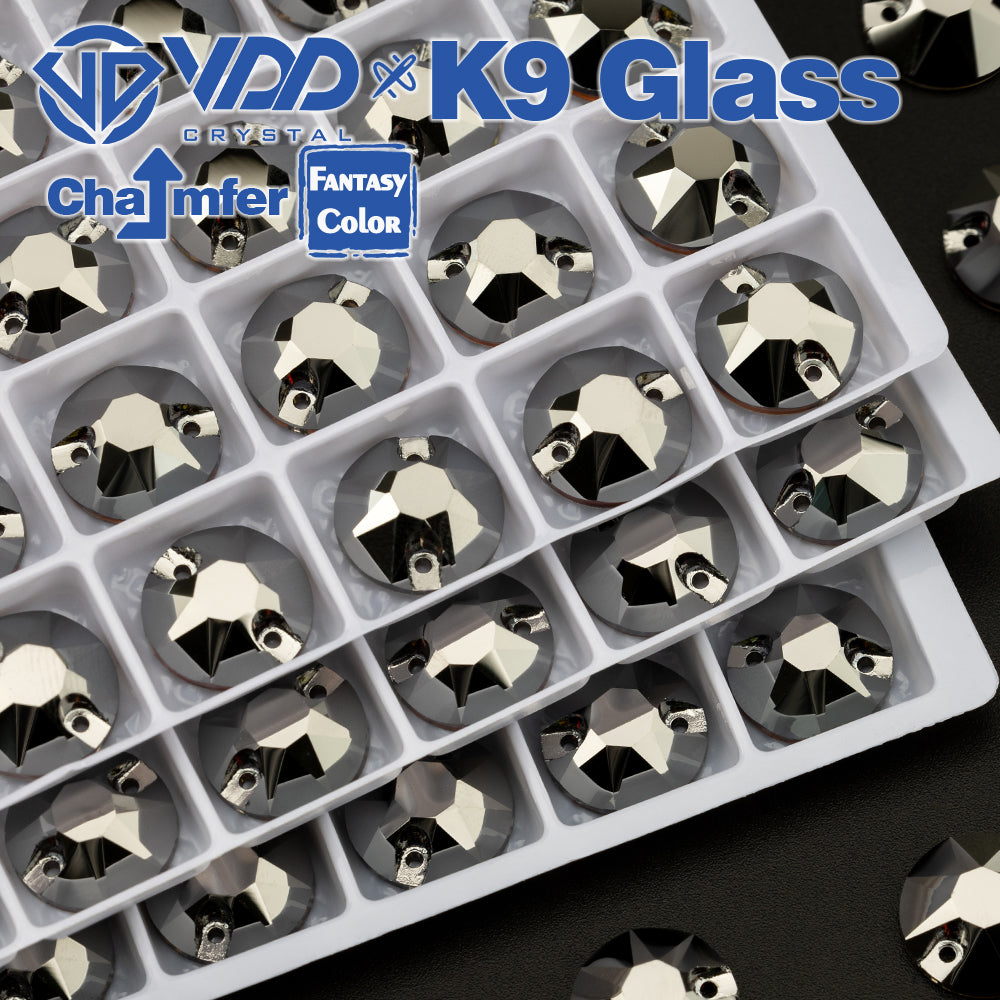 VDD 8B-8S 12mm 40Pcs Hematite Color Top Quality K9 Glass Sew on Rhinestone Sewing Crystal Flatback Clothes Decorations