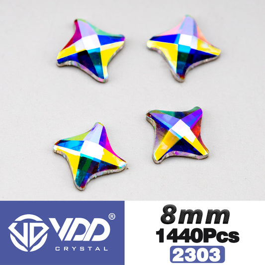 VDD 2303-8mm Wholesale 1440Pcs Rectangle Glass Rhinestones Crystal AB Flatback HotFix Strass Shape 3D Stones For Nail Art DIY Decorations