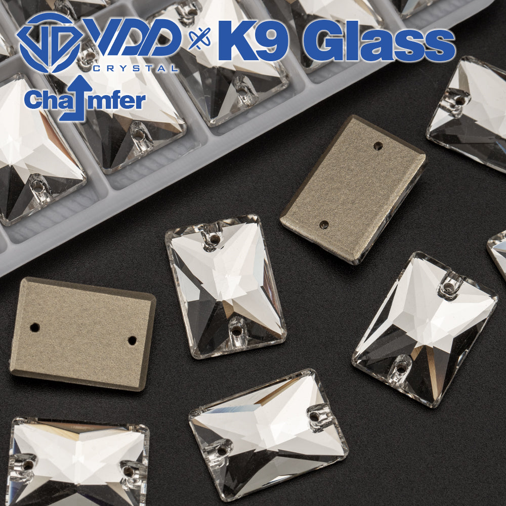 VDD Rectangle K9 Glass Sew on Rhinestone Sewing Clear Crystal Flatback Strass Stone for Crafts Clothes Accessories Wedding Dress