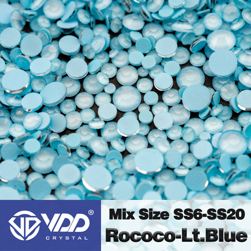 VDD 323 Rococo-Lt.Blue Mix Size SS6-SS20 Non-hotfix Rhinestones High Quality Glass Crystal Flatback Strass Stones KKmix-K152
