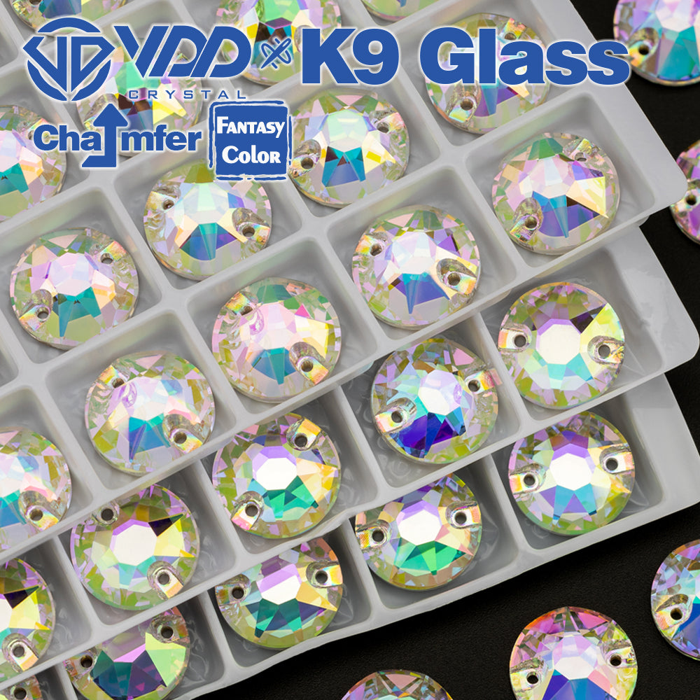 VDD 8B-8S 12mm 40Pcs Chroma Shimmer Color Top Quality K9 Glass Sew on Rhinestone Sewing Crystal Flatback Clothes Decorations
