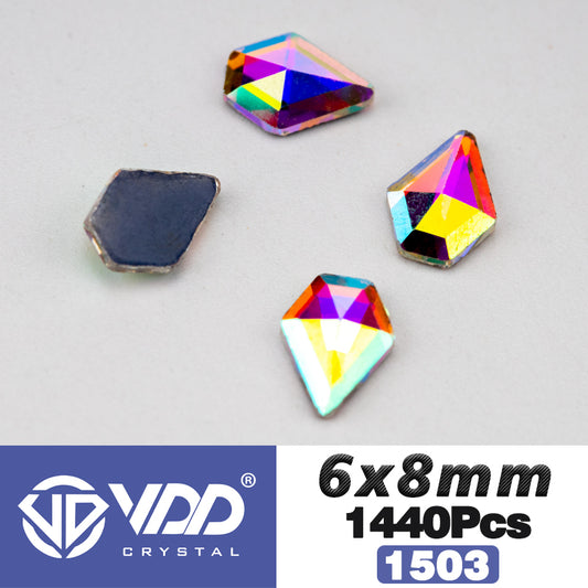 VDD 1503-6x8mm  Wholesale 1440Pcs Rectangle Glass Rhinestones Crystal AB Flatback HotFix Strass Shape 3D Stones For Nail Art DIY Decorations
