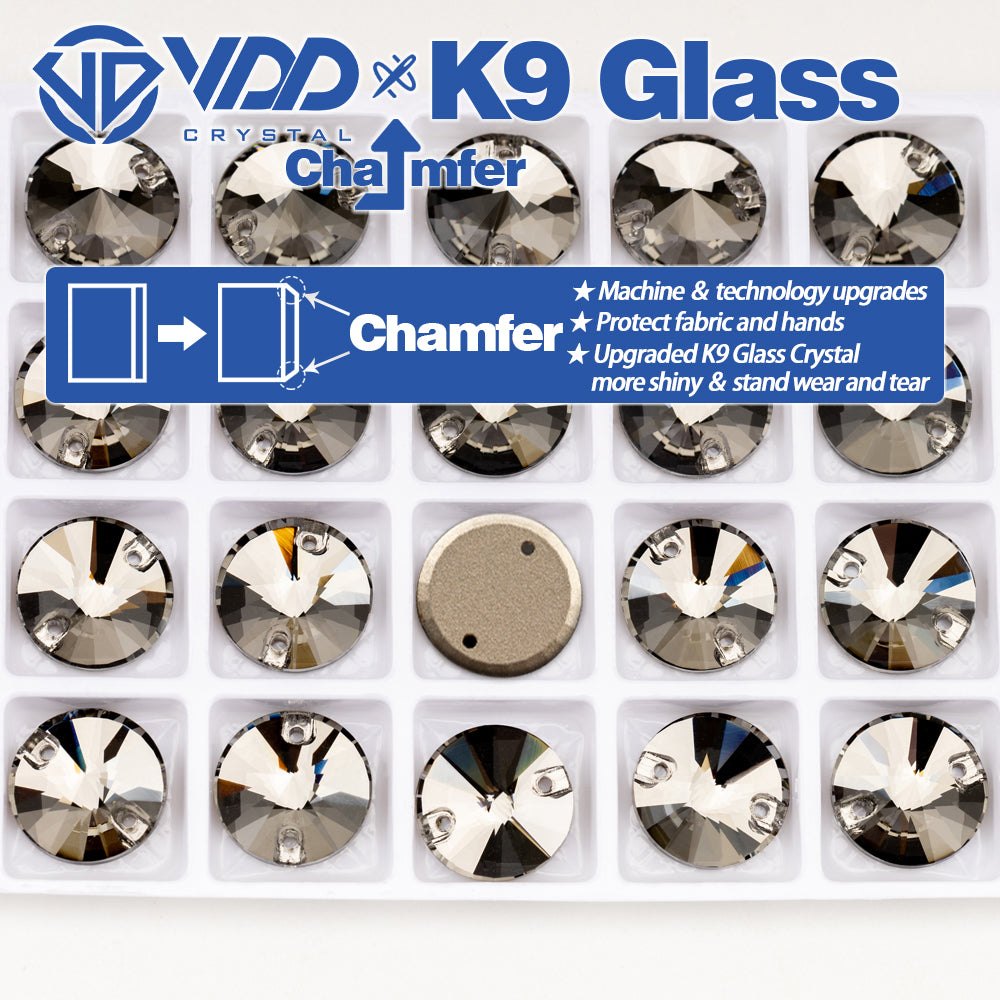 VDD Rivoli S103 Black Diamond Top Quality K9 Glass Sew on Rhinestones Crystal Flatback Sewing Strass Stones for Garment Wedding Dress