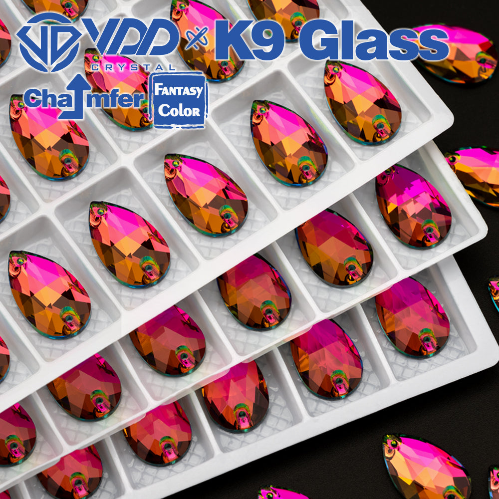 VDD Pear 11x18mm 24Pcs Vitrail Medium Color Top Quality K9 Glass Sew on Rhinestone Sewing Crystal Flatback Clothes Decorations