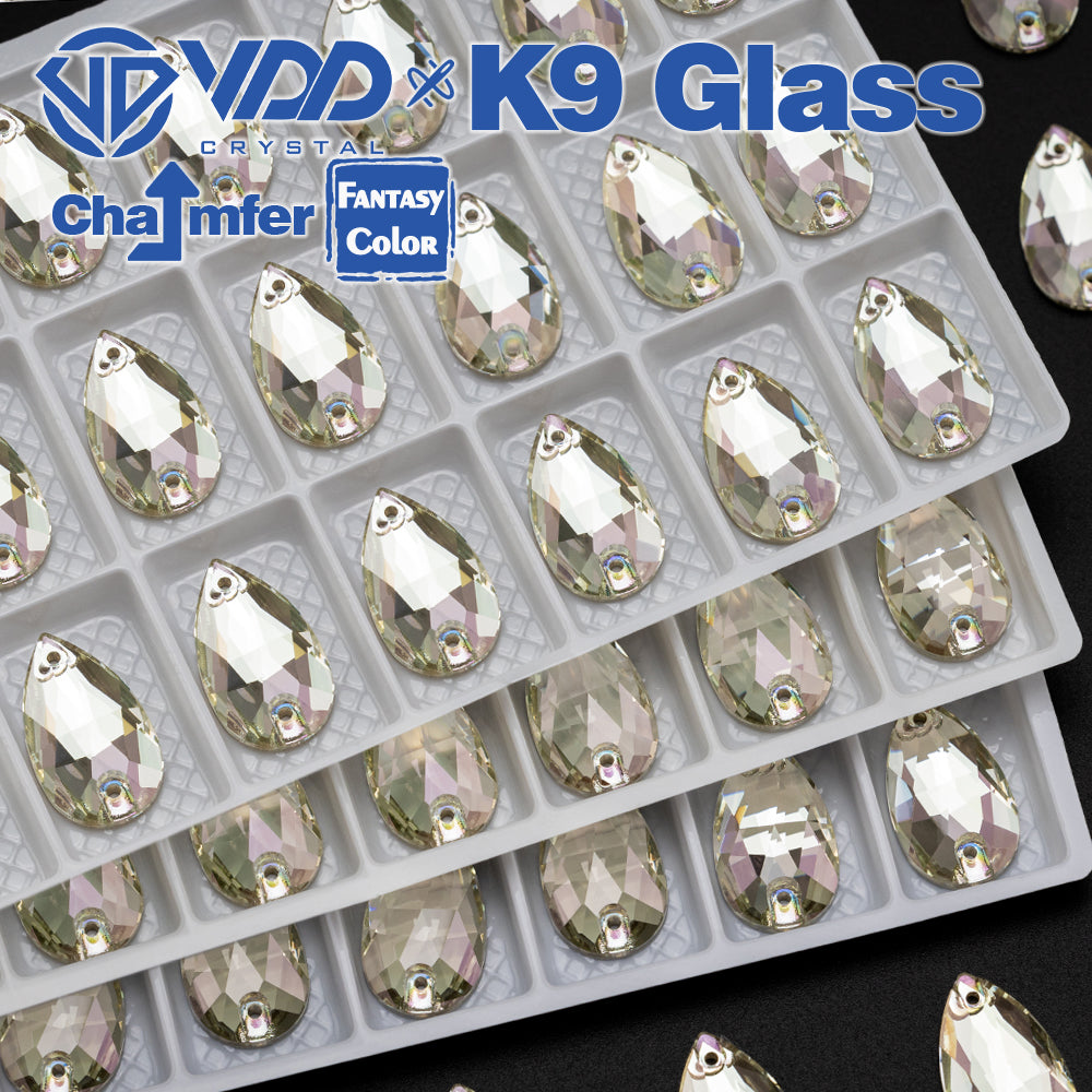 VDD Pear 11x18mm 24Pcs Glimmer Color Top Quality K9 Glass Sew on Rhinestone Sewing Crystal Flatback Clothes Decorations