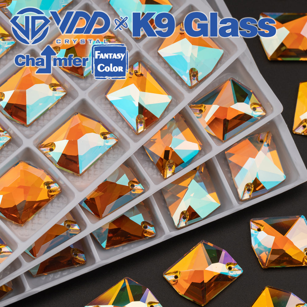 VDD Cosmic 17x21mm 15Pcs Burning Sun Color Top Quality K9 Glass Sew on Rhinestone Sewing Crystal Flatback Garment Decoration