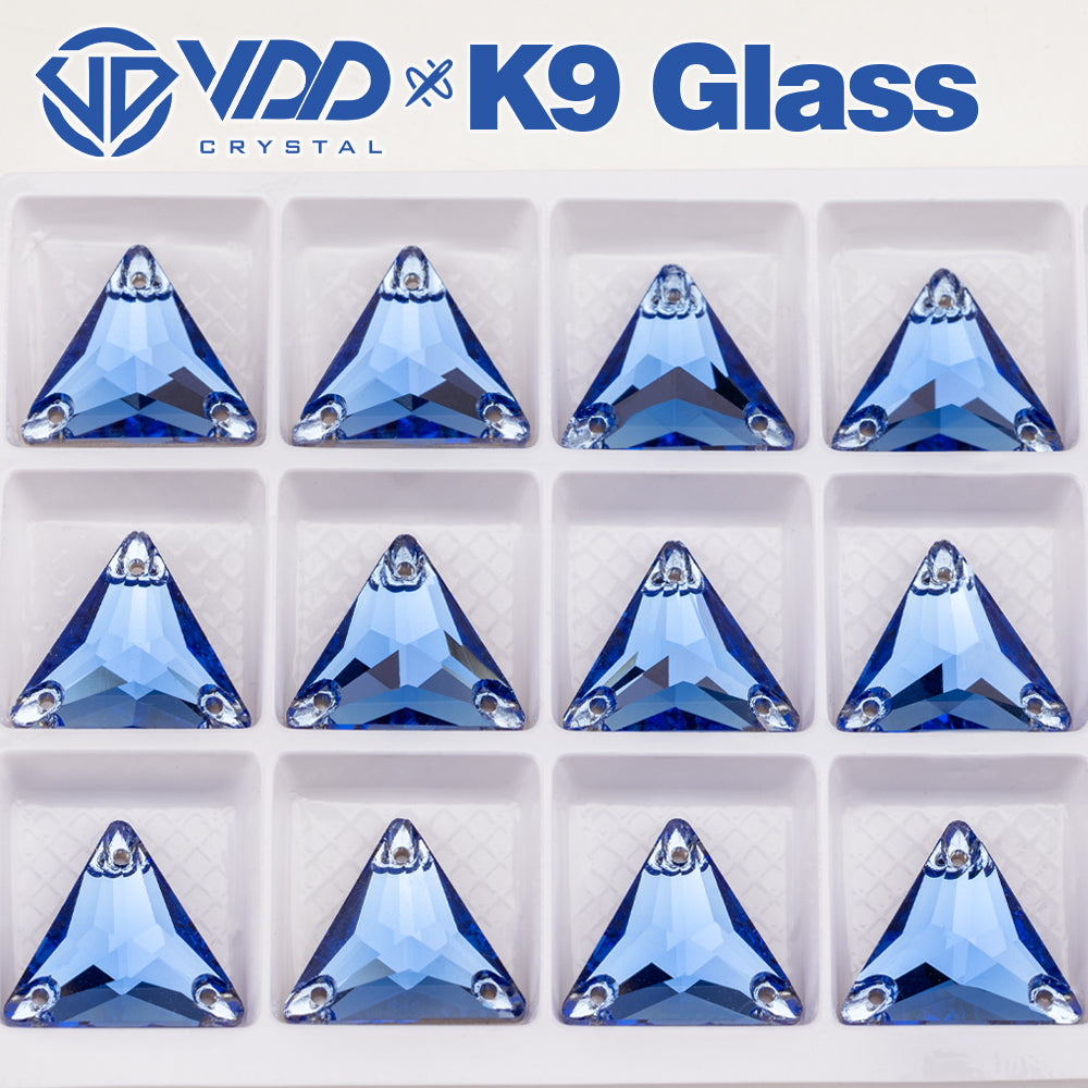 VDD S117 Royal Blue Triangle K9 Glass Sew On Rhinestones High Quality AAAAA Crystal Flatback Sewing Strass Stones DB-S117