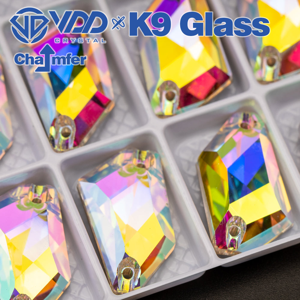VDD Strange Rhombus Top Quality K9 Glass Sewing Crystal AB Flatback Sew on Rhinestones for Craft Clothes Accessories Dress