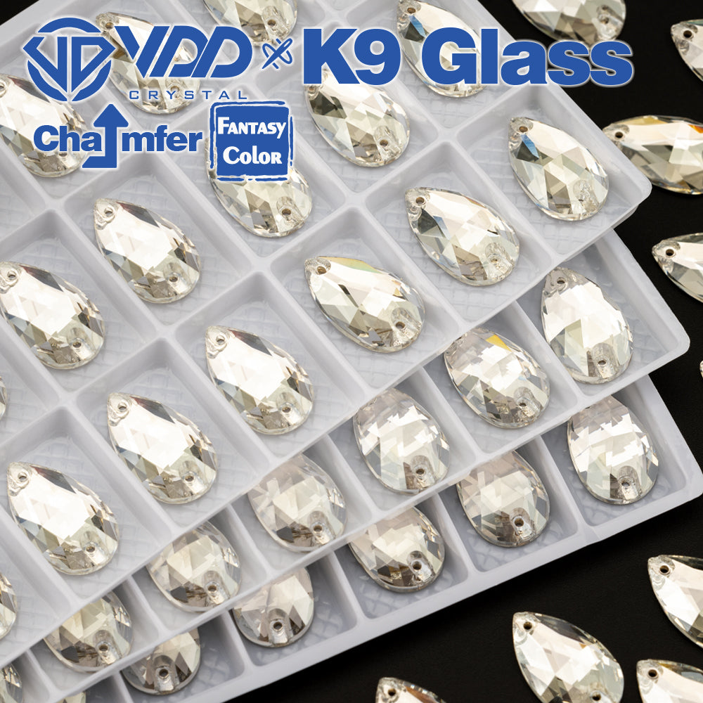 VDD Pear 11x18mm 24Pcs Sliver Shadow Color Top Quality K9 Glass Sew on Rhinestone Sewing Crystal Flatback Clothes Decorations