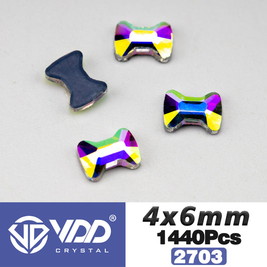 VDD 2703-4x6mm Wholesale 1440Pcs Rectangle Glass Rhinestones Crystal AB Flatback HotFix Strass Shape 3D Stones For Nail Art DIY Decoration