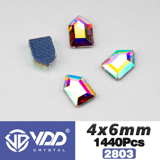 VDD 2803-4x6mm Wholesale 1440Pcs Rectangle Glass Rhinestones Crystal AB Flatback HotFix Strass Shape 3D Stones For Nail Art DIY Decoration